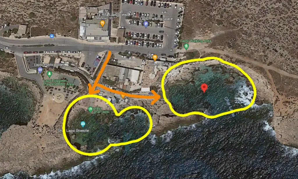 Beaches in Malta - Ghar Lapsi map