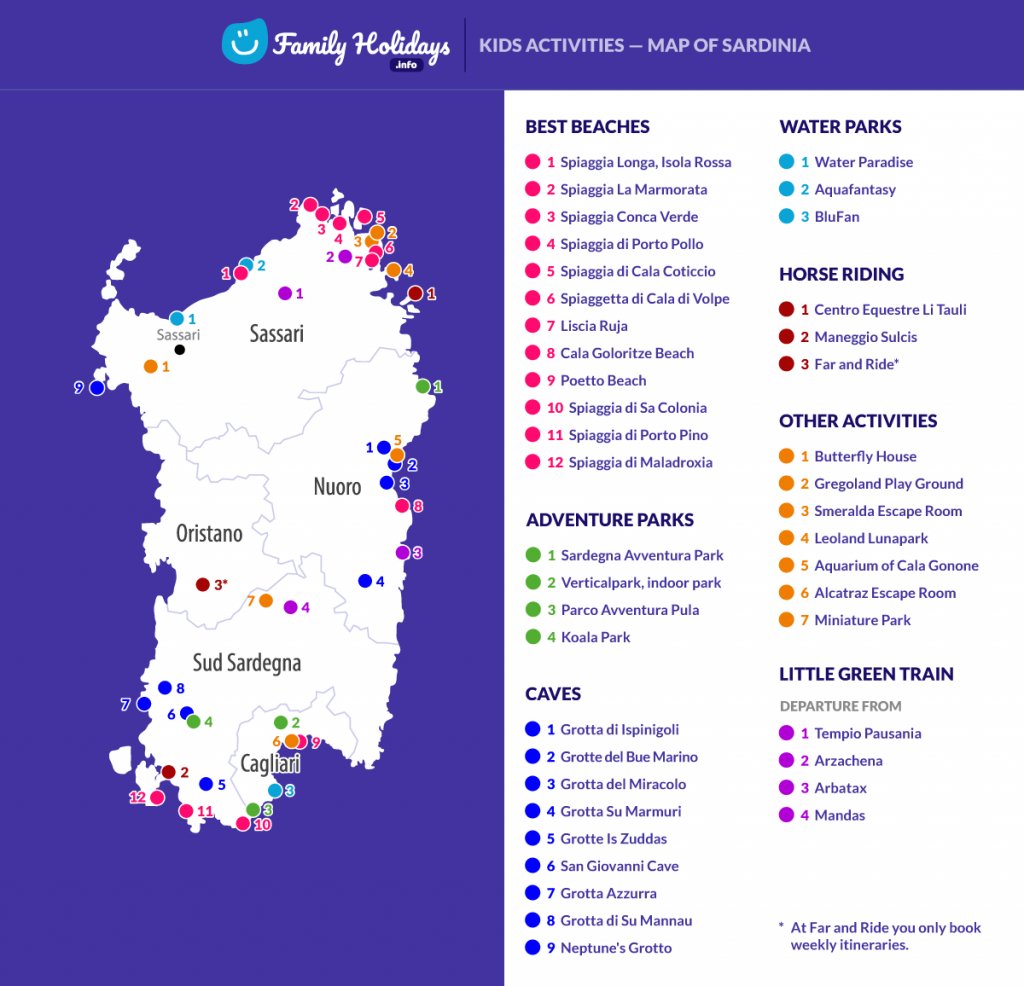 Activities for kids in Sardinia - Map