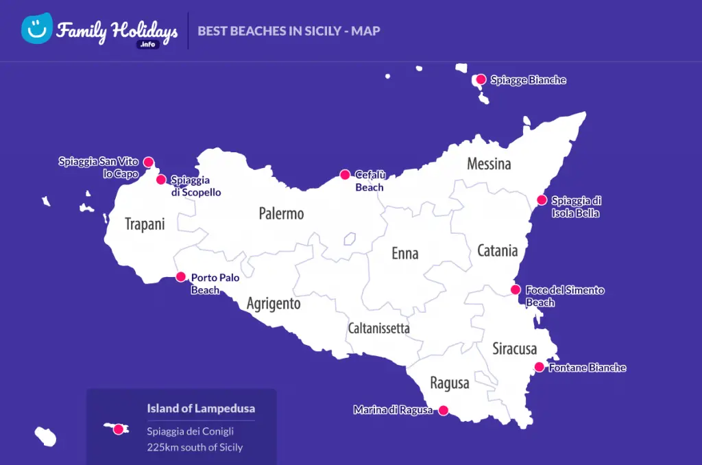 Best beaches in Sicily - Map