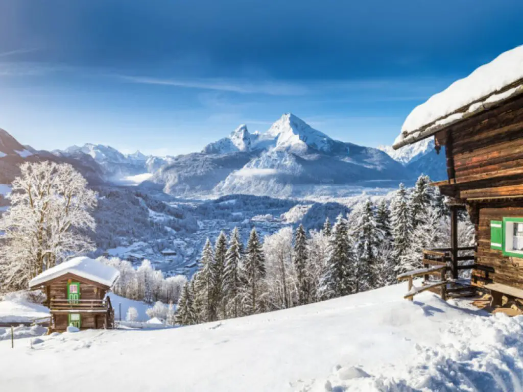 Mountain chalets in the Alps