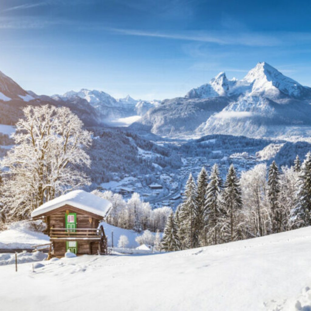 Mountain chalets in the Alps