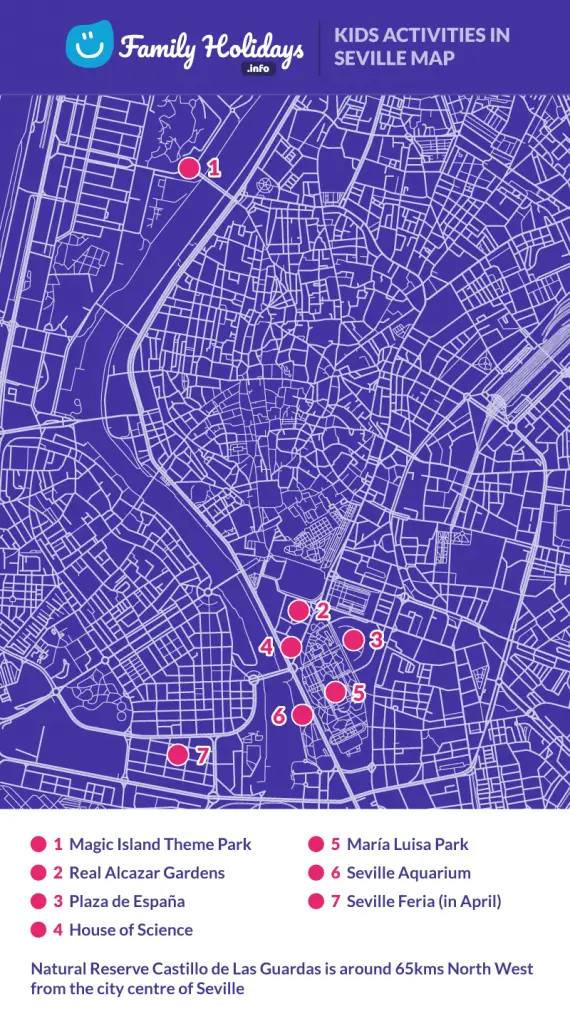 Things to do with kids in Seville Map