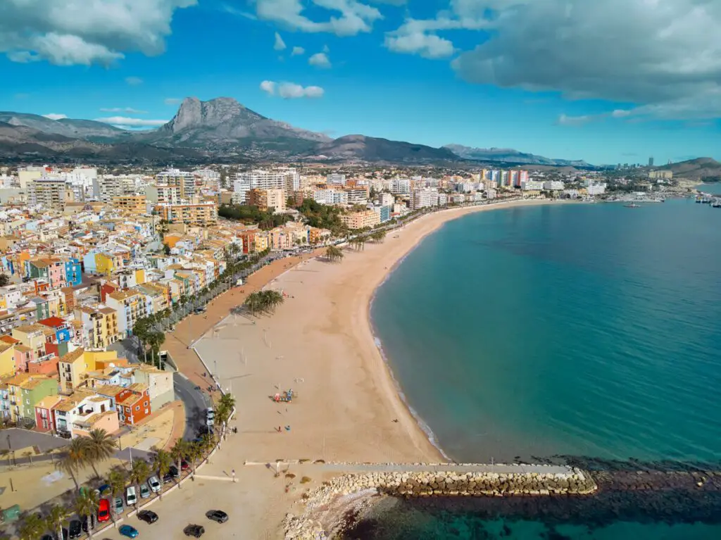 Villajoyosa townscape aerial view, spain