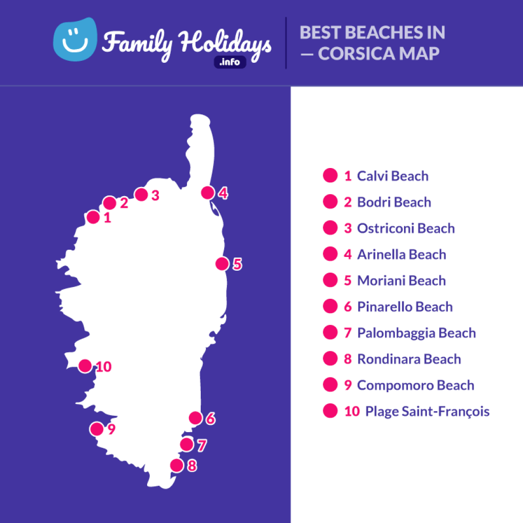 Best beaches in Corsica map