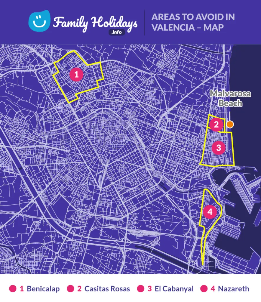 Map of areas to avoid in Valencia
