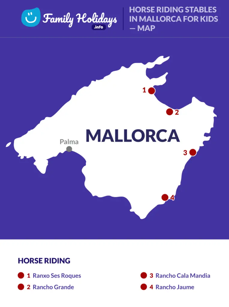 Horse riding stables in Mallorca map locations