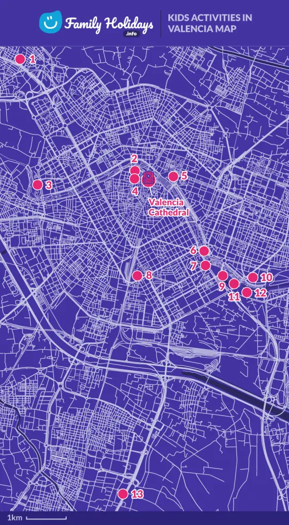 Things to do with kids in Valencia map - mobile version