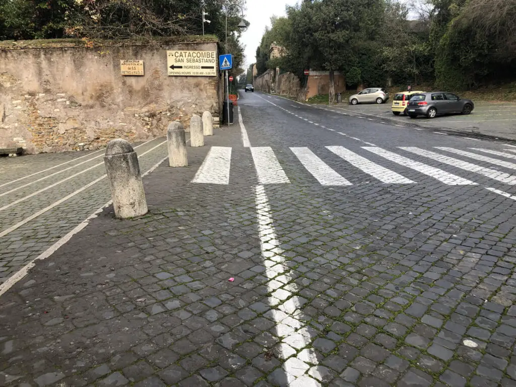 Cobblestone in the street of San Sebastiano catecombs