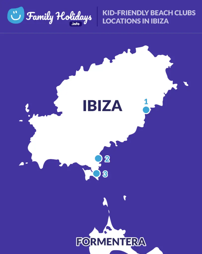 Kid-friendly beach clubs locations in Ibiza