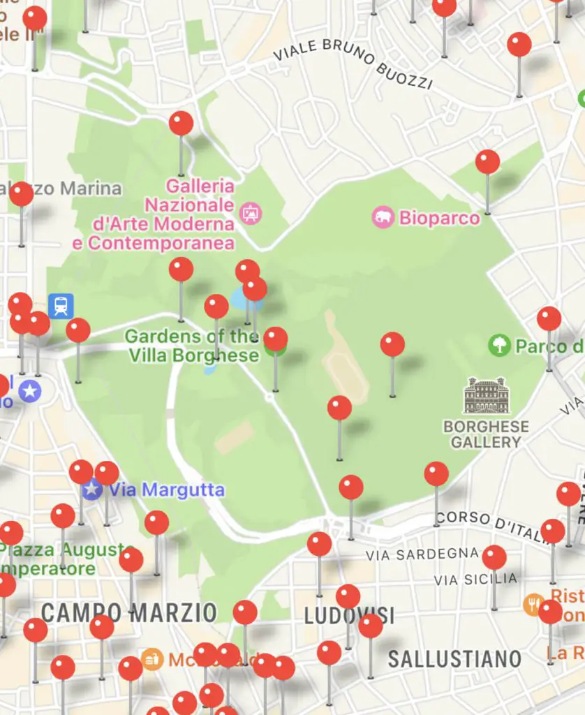 Nasoni locations Borghese Gardens