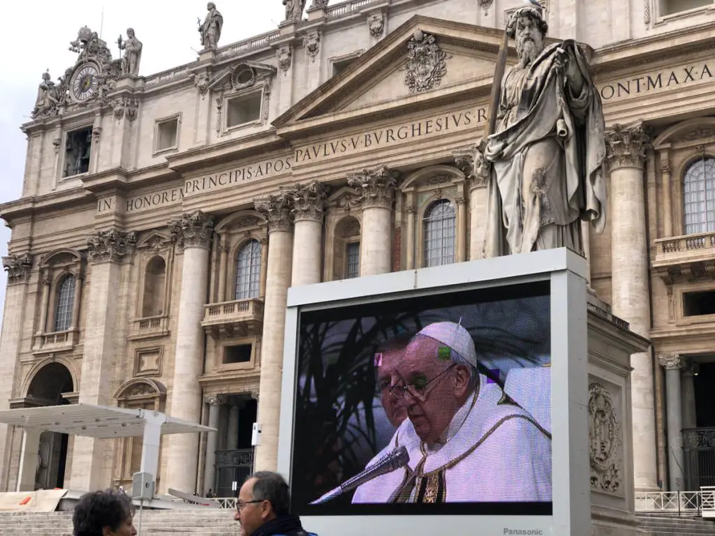 Pope Francis presiding over holy mass at the Vatican