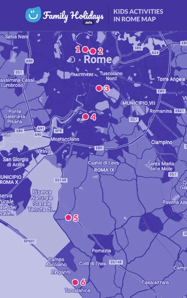 kids activities in Rome locations map