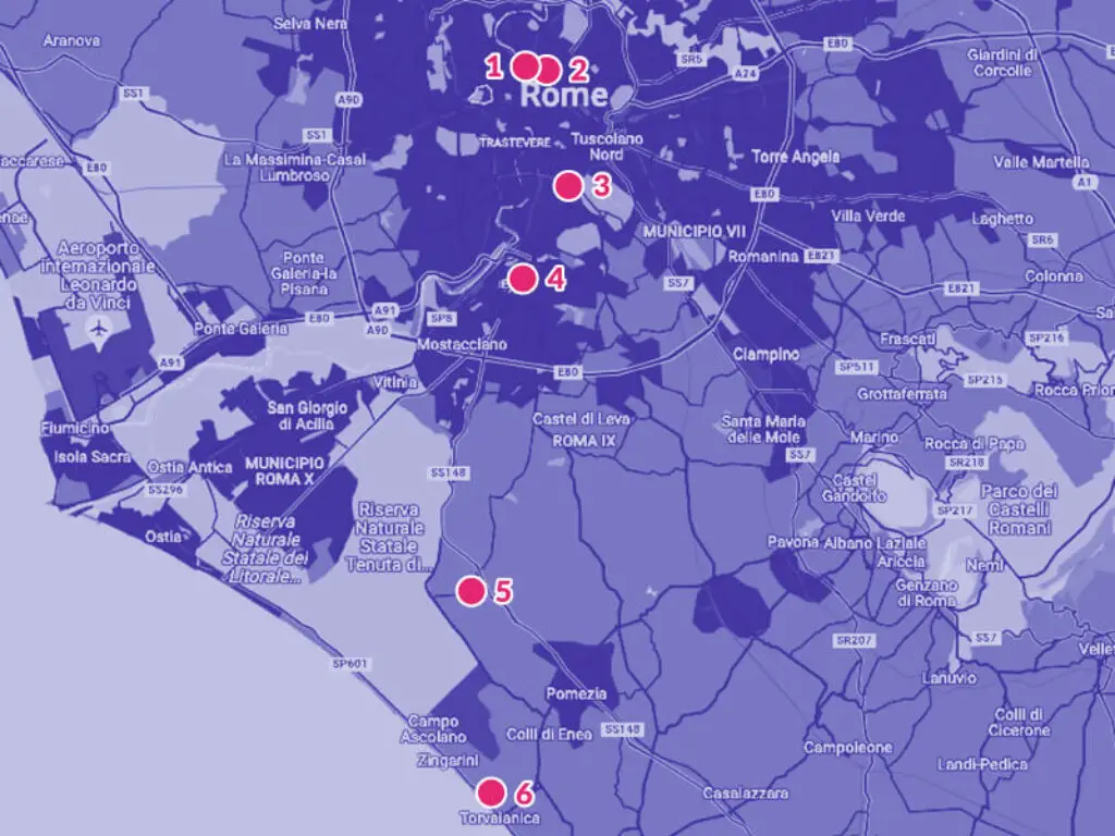 kids activities in Rome locations map