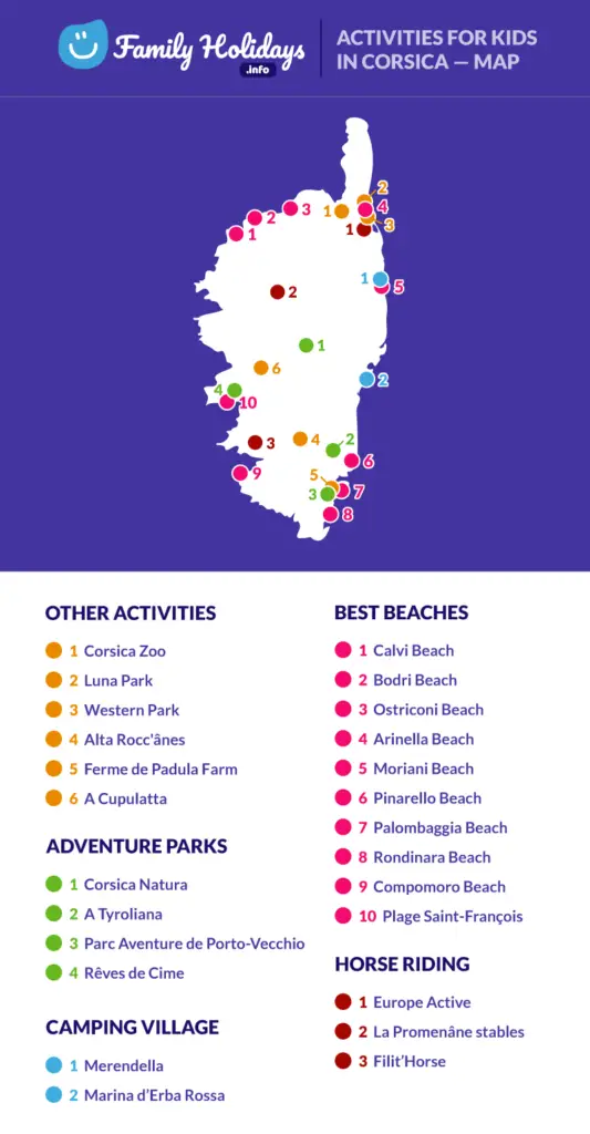 Activities for kids in Corsica map