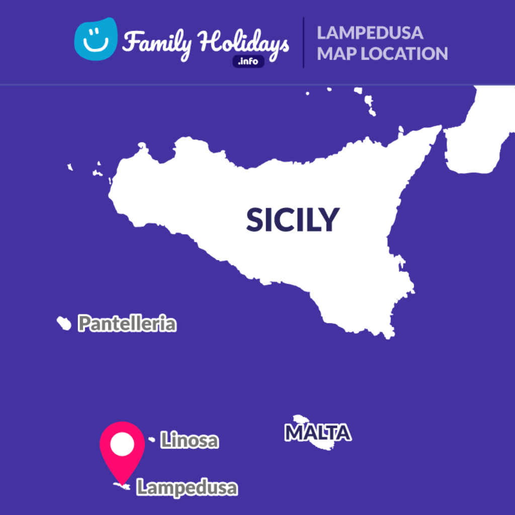 Lampedusa distance from Sicily - map location