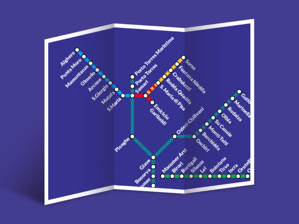 Sardinia train line route map icon