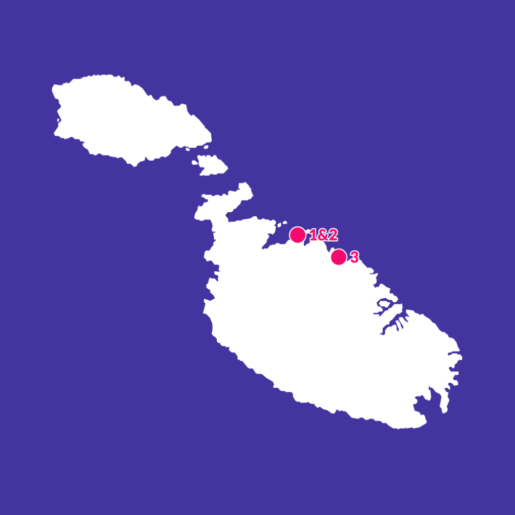 Water parks in of Malta locations map