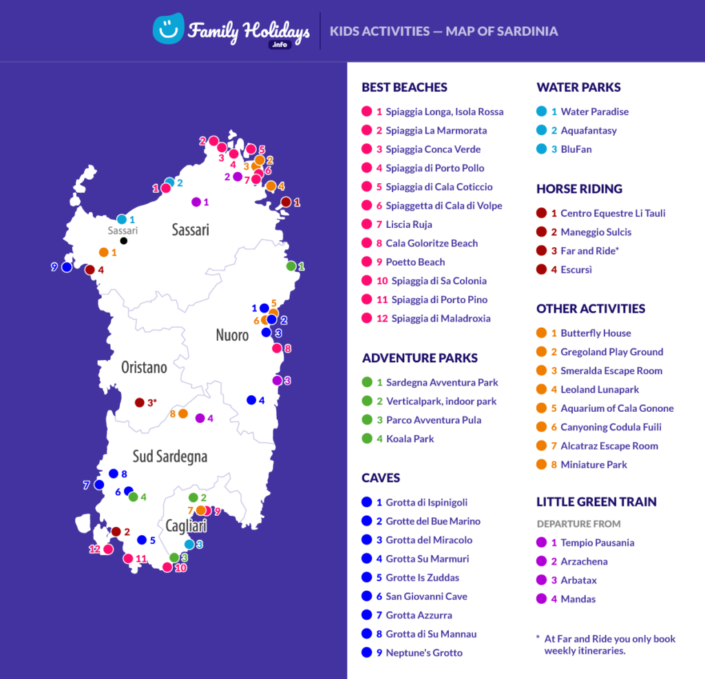 Things to do in Sardinia locations map