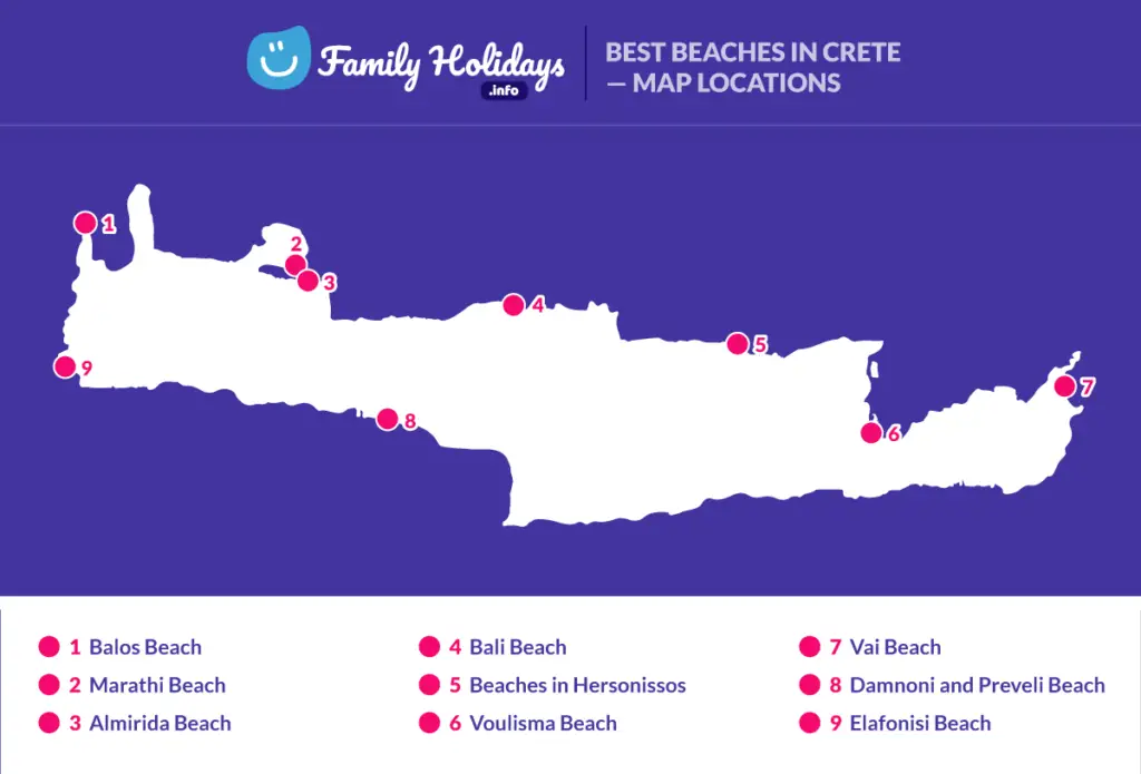 Best beaches in Crete - map locations