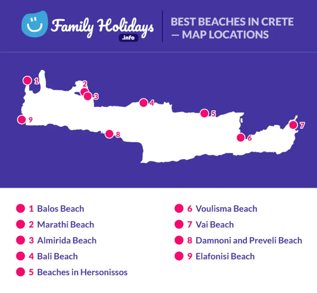 Best beaches in Crete - map locations