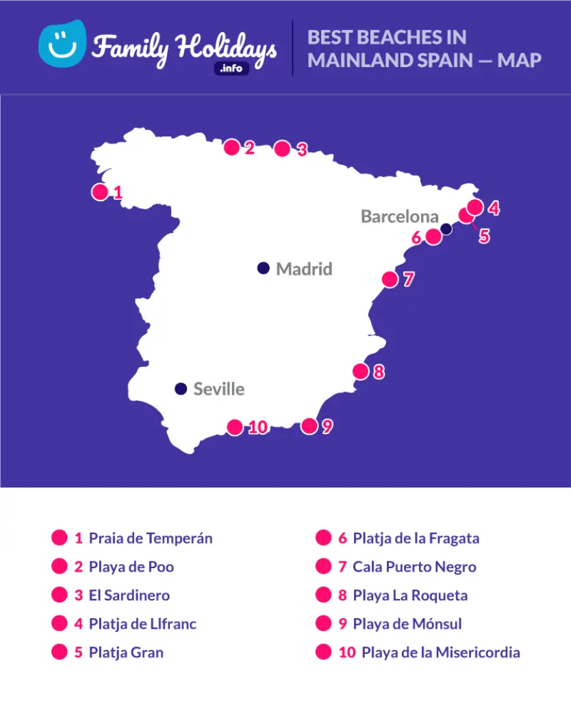Best beaches in Spain map