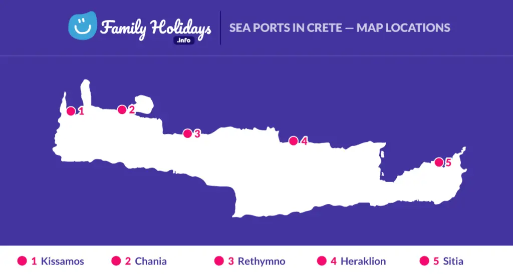Sea port map locations in Crete