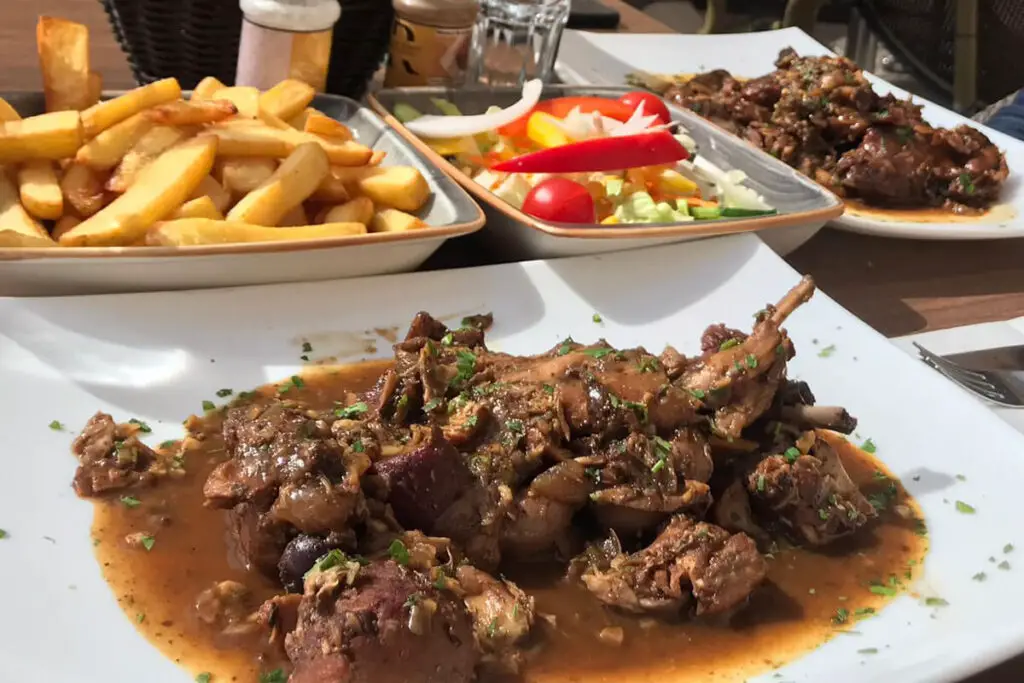 Traditional rabbit meal in the Maltese islands