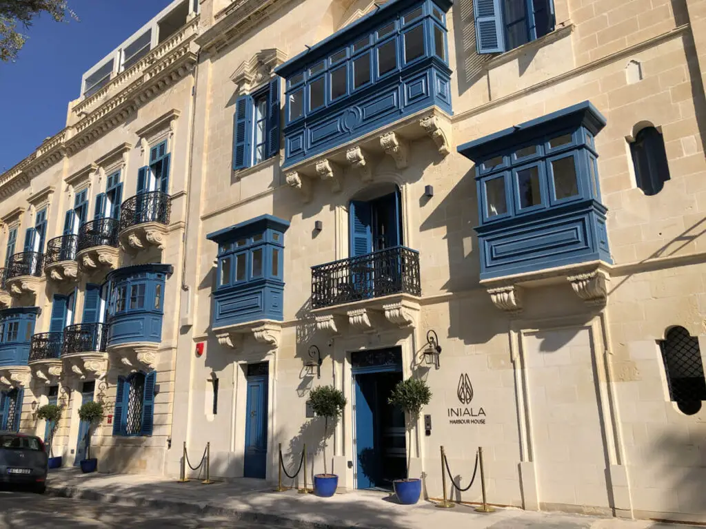 The facade of Iniala in Valletta