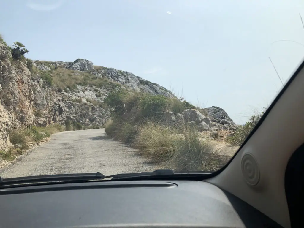 Formentor Peninsula road that is not in a good condition